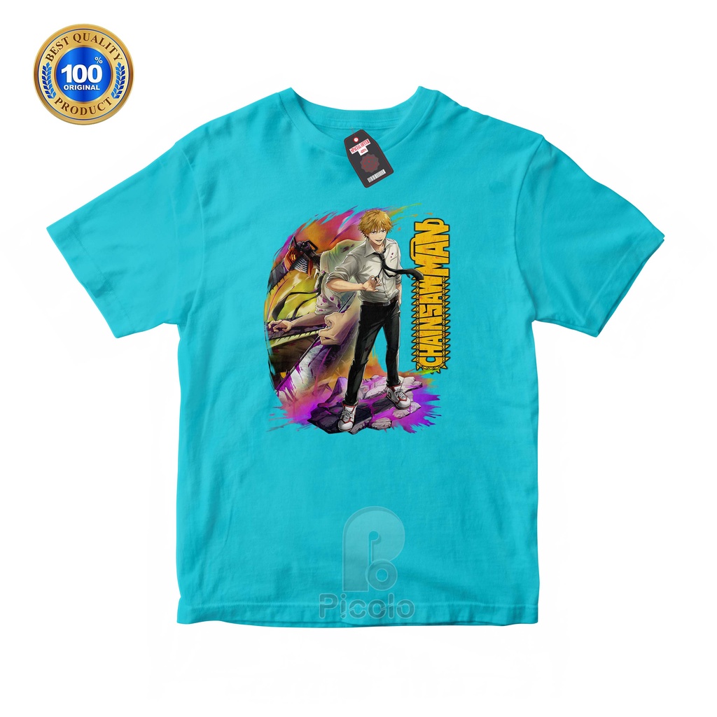 (FREE NAMA) BAJU KAOS ATASAN ANAK MOTIF ANIME CHAINSAW MAN KARAKTER DENJI UNISEX Bahan COTTUN