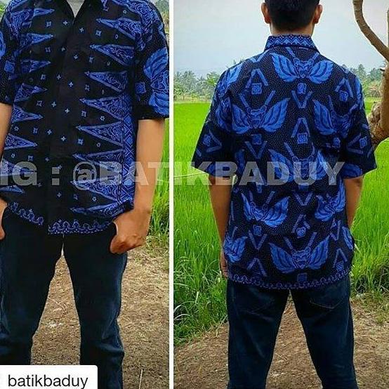 ◊ Promo stok terbatas Batik Baduy Banten Motif T kebo gold/biru/merah - Pria ✻
