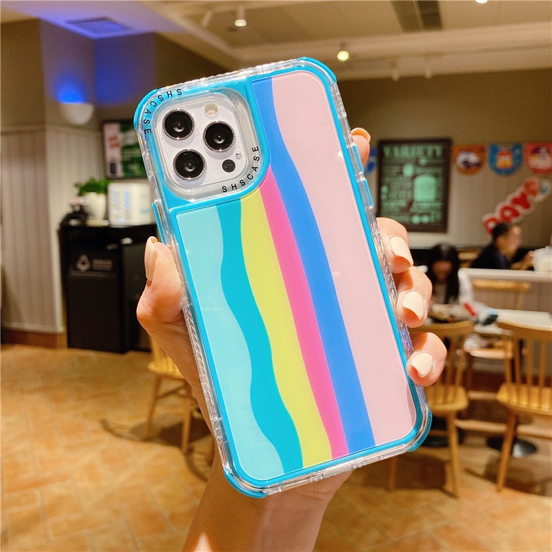 IPHONE Casing Ponsel 3-in-1 Dream Kaca Pelangi Serbaguna Fashion Untuk Iphone14 13 12 11 X XS Max XR 78 Plus Penutup Belakang Jatuh Dan Tahan Guncangan