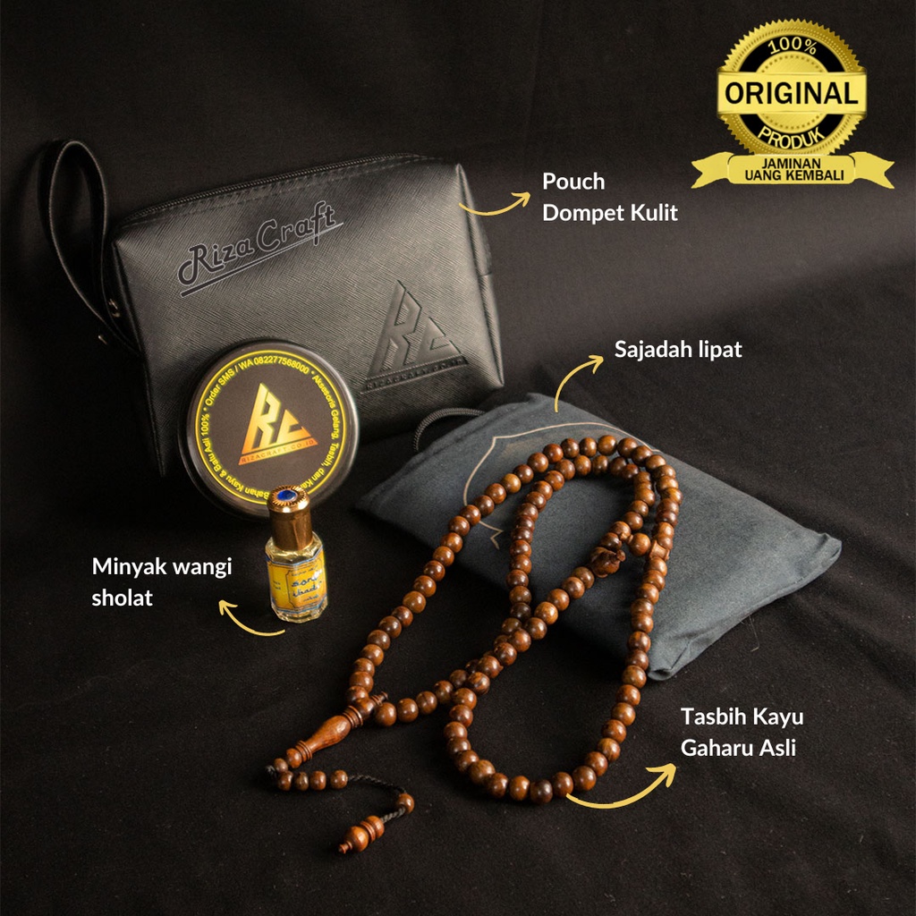 Paket ibadah sholat Seserahan Pria Wanita Cowok Cewek Tasbih Kayu Gaharu ASLI + Parfum Minyak Wangi 