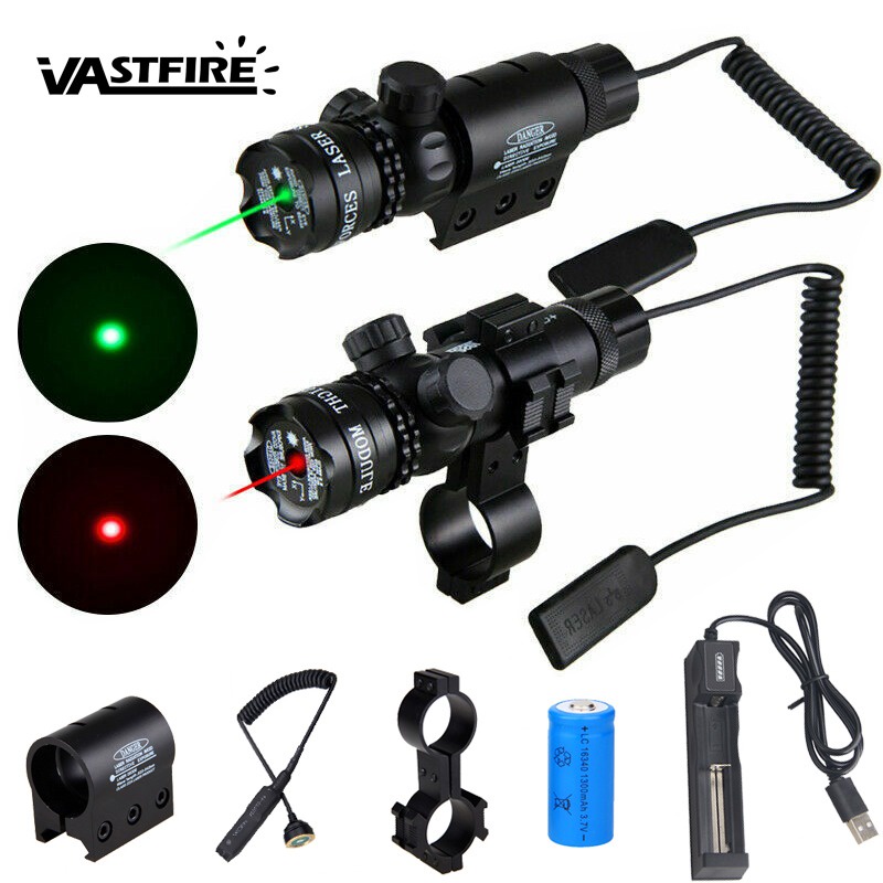 Laser Scope Senapan Angin Berburu Fullset Nyala Merah with Baterai and Charger