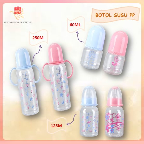 Botol Susu Bayi 60ml 125ml 2540ml Bahan Silikon PP Botol Susu Anak BPA FREE