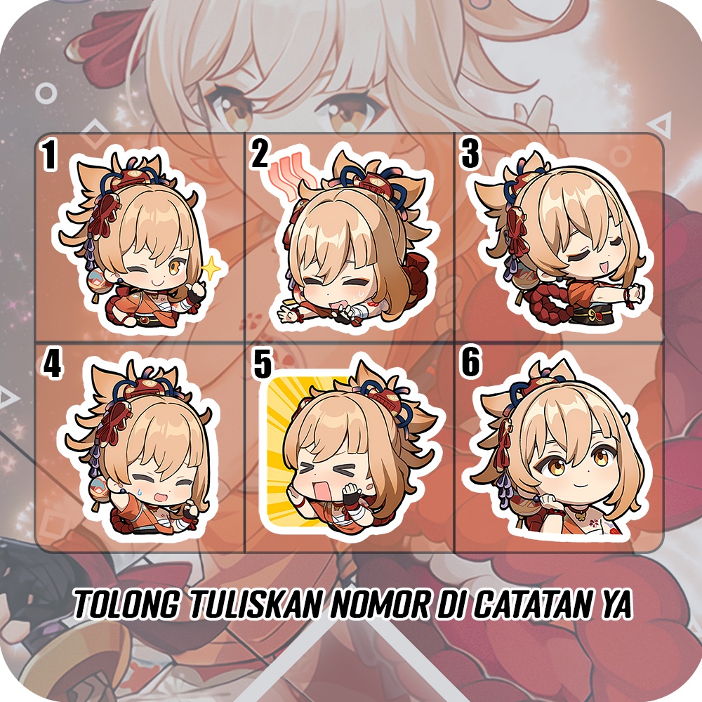 Stiker Glossy Yoimiya Genshin Impact, Sticker Anime Untuk di HP, Laptop, Helm, Motor dll