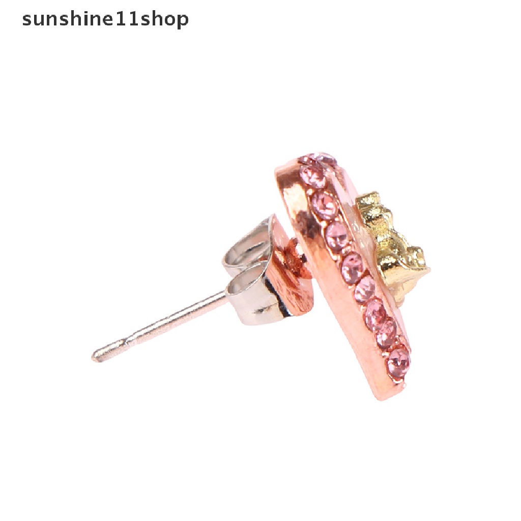 Sho 1pasang Empress Anting Kristal Saturnus Warna Pink Perak Tindik Stud Earrings N