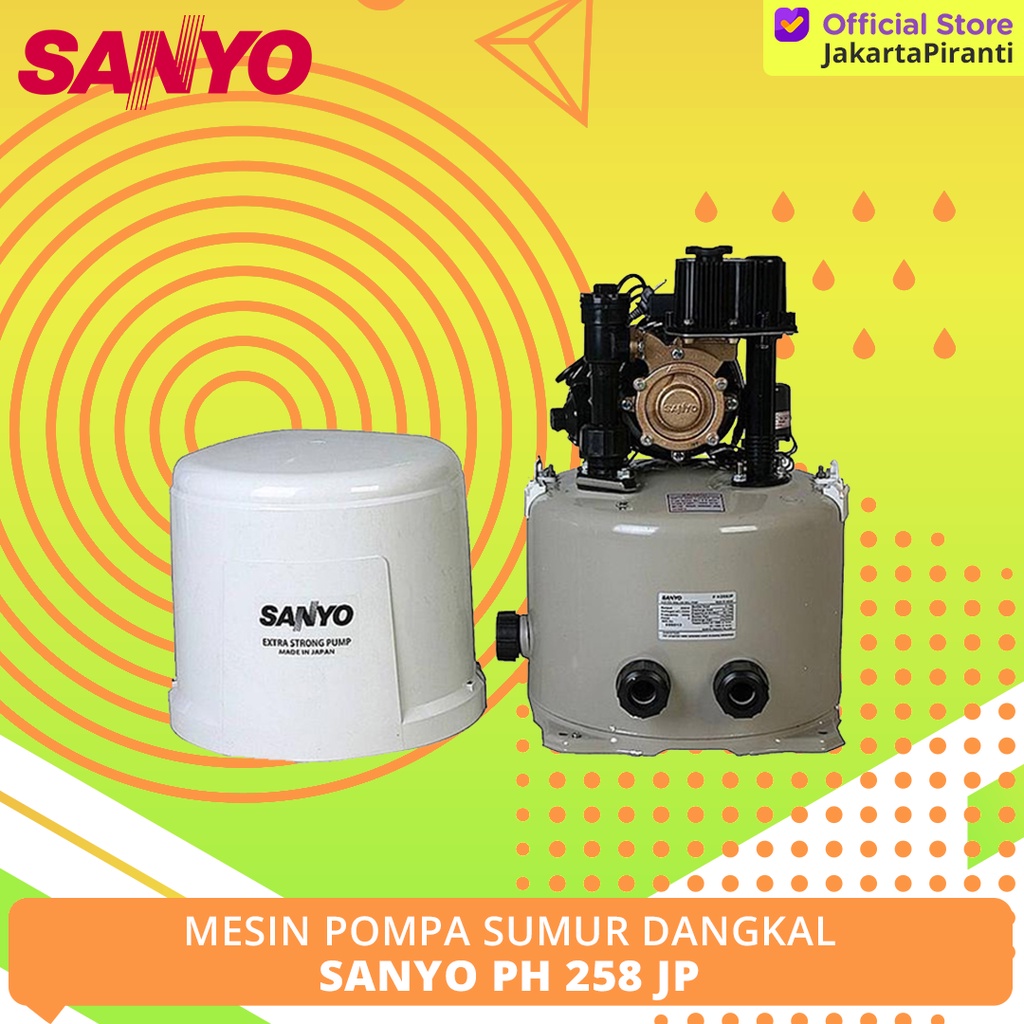 Mesin Pompa Air Sumur Dangkal Dorong 250 Watt Sanyo PH 258 JP Made In Japan