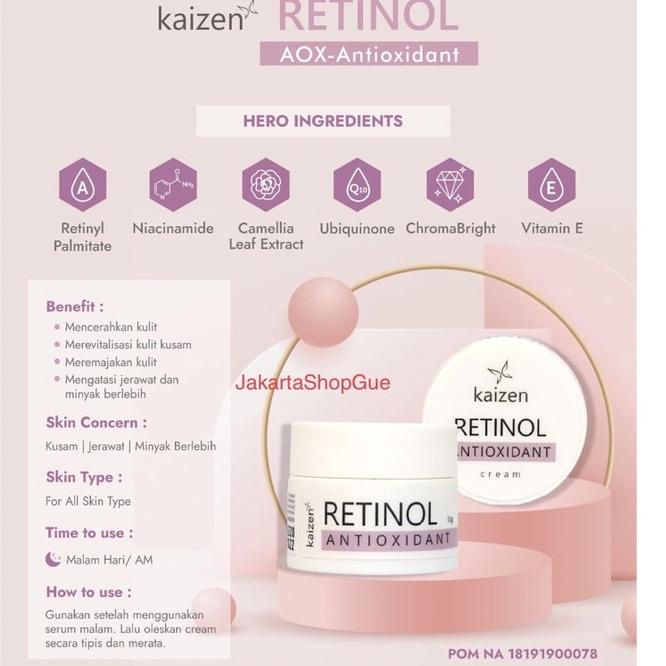 ♘ RETINOL ANTIOXIDANT RETINOL AOX ANTI OXIDANT Kaizen Cream Malam Pencerah & Antiaging / Retinol Ant