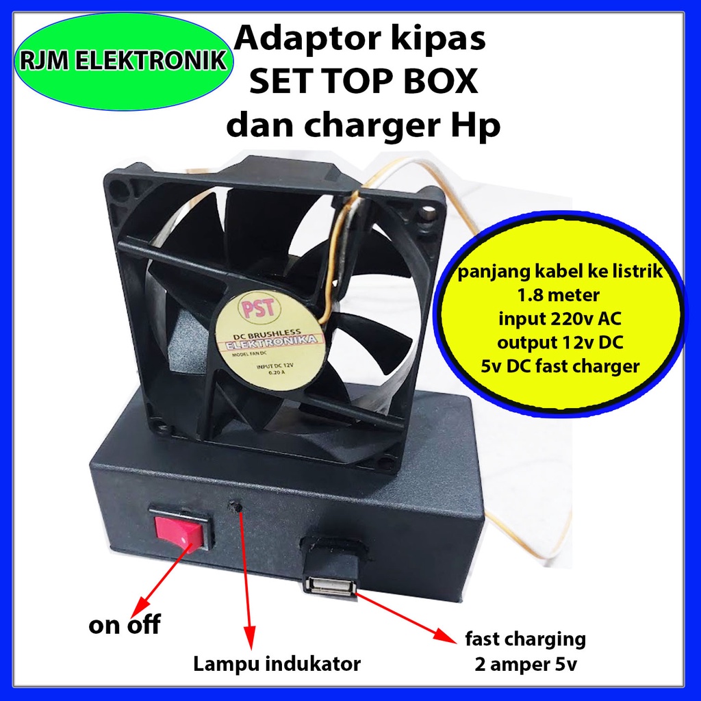 adaptor set top box plus charger hp fast charger