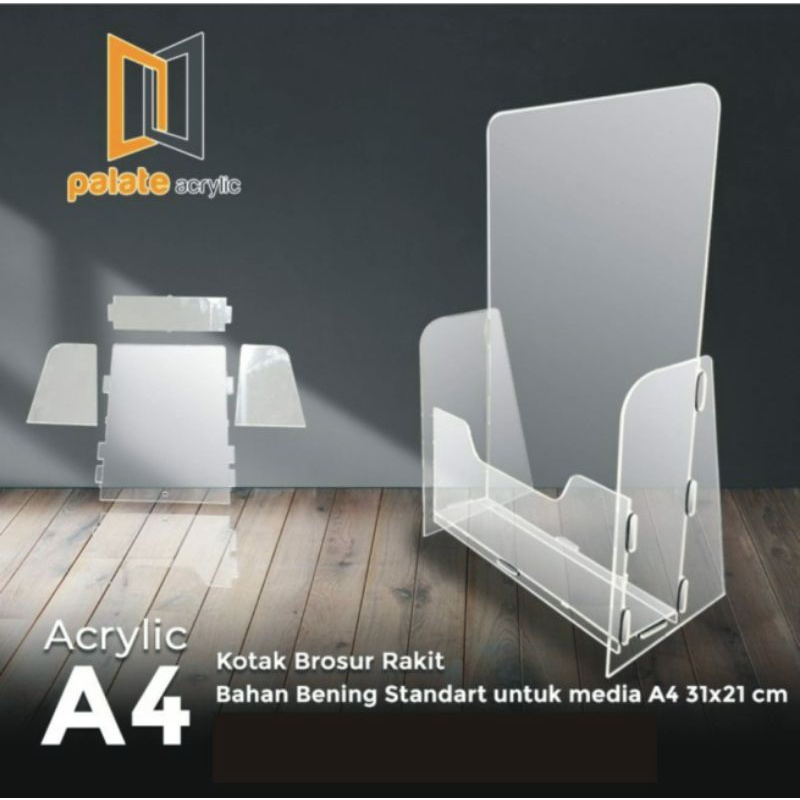 

Akrilik box brosur A4 potrait rakitan