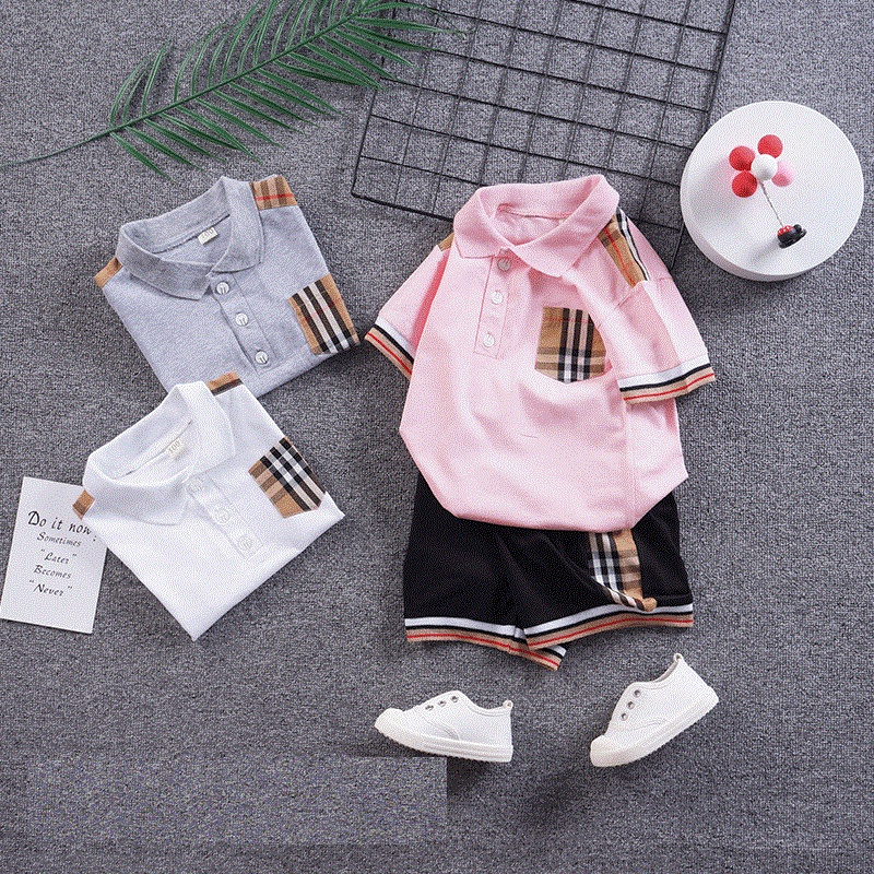 SETELAN ANAK KAOS CELANA PENDEK POLOS KANTONG MOTIF KOTAK IMPORT