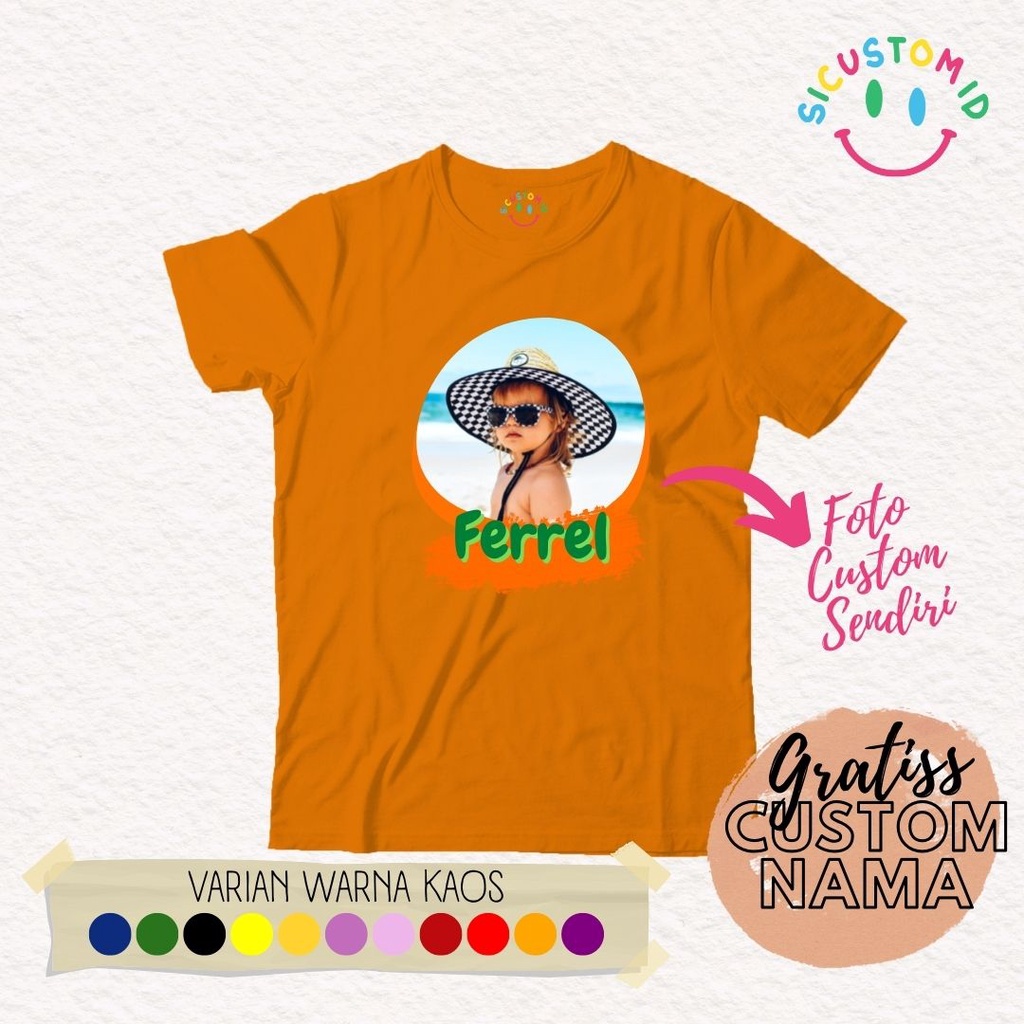 TERLARIS BAJU KAOS ANAK TANGAN PENDEK GRATIS CUSTOM FOTO DENGAN NAMA