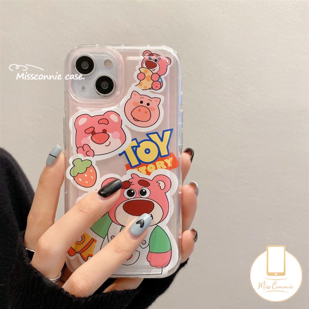 Casing Airbag Tahan Guncangan Realme C53 C35 C55 C30 7i C17 9i C25Y C33 C21Y C25 C11 C20A C15 C3 C12 C25s C20 5 5i 6i 20 30A Kartun Strawberry Bear Manyo Buzz Lightyear Alien Couple Case