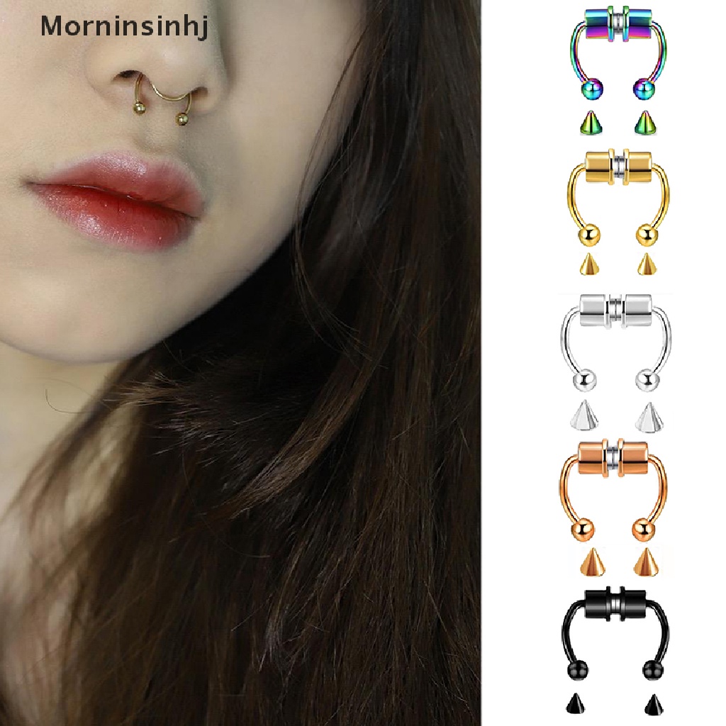 Mornin Nose Ring Hoop Septum Rings Magnet Punk Tubuh Palsu Hip Hop id