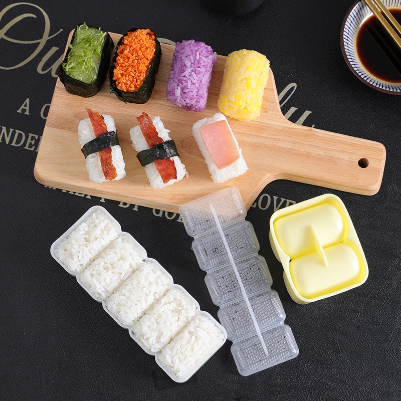 5 Roll Cetakan Sushi Bento Onigiri Bentuk Segitiga Persegi Non Stick Gaya Jepang