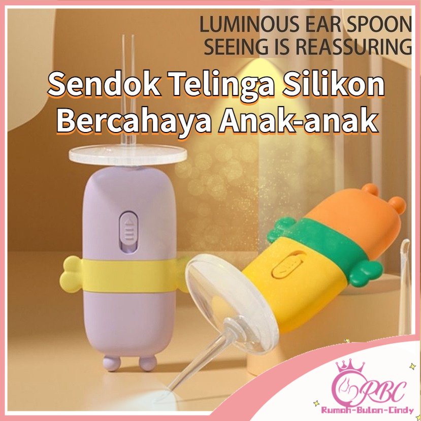 COD Produk Asli Lusn Korek Kuping Bahan Silikon Dengan Lampu luminous Untuk Bayi / Anak/Sendok Telinga Silikon Bercahaya