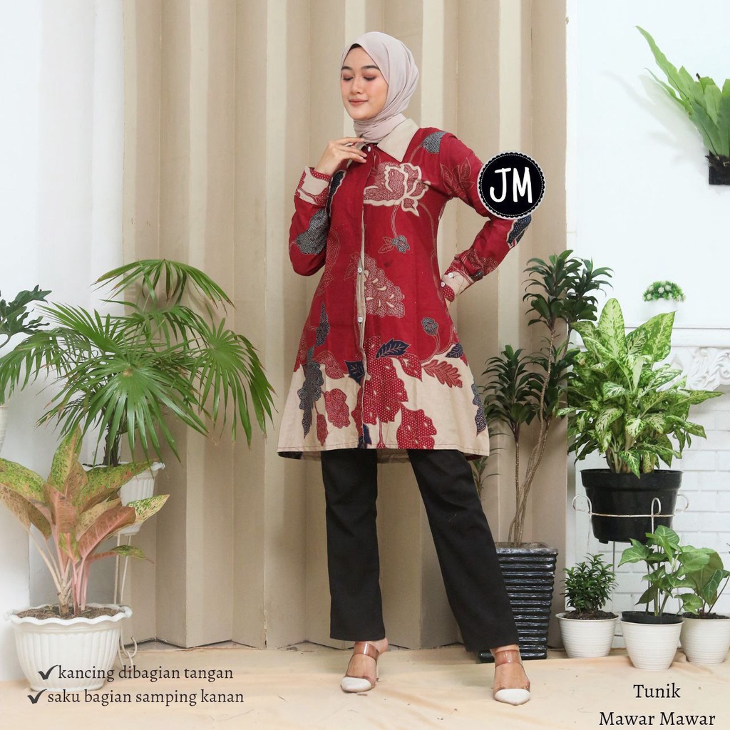 Baju Batik Wanita Modern Tunik Batik Wanita Atasan Batik Kerja Kantor Wanita