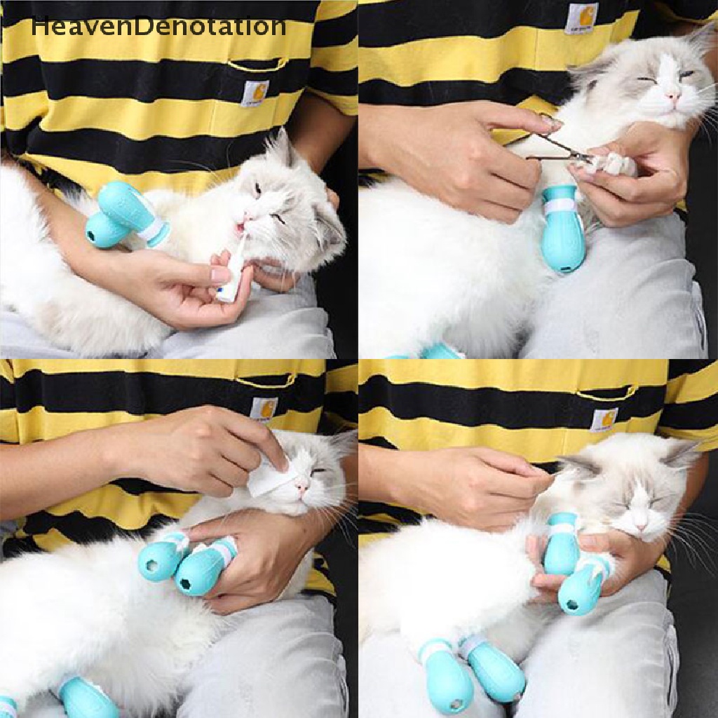 [HeavenDenotation] Penutup Kaki Kucing pet anti Gores Dan Gigit silicone cover pet Mandi paw cover HDV