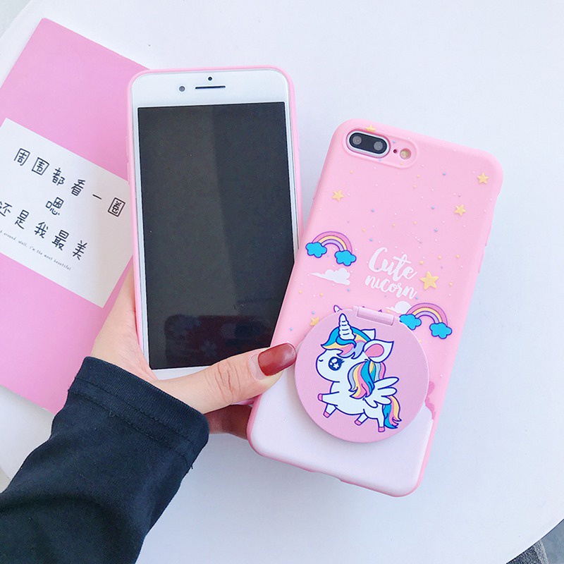 Case Cermin Rias Makeup OPPO A57 A77S A17 A96 A76 A36 A17K VIVO Y21S Y21A Y21E Y21T Y21G Y22S Y35 Y16 Y16 Y02S unicorn Pink Lucu