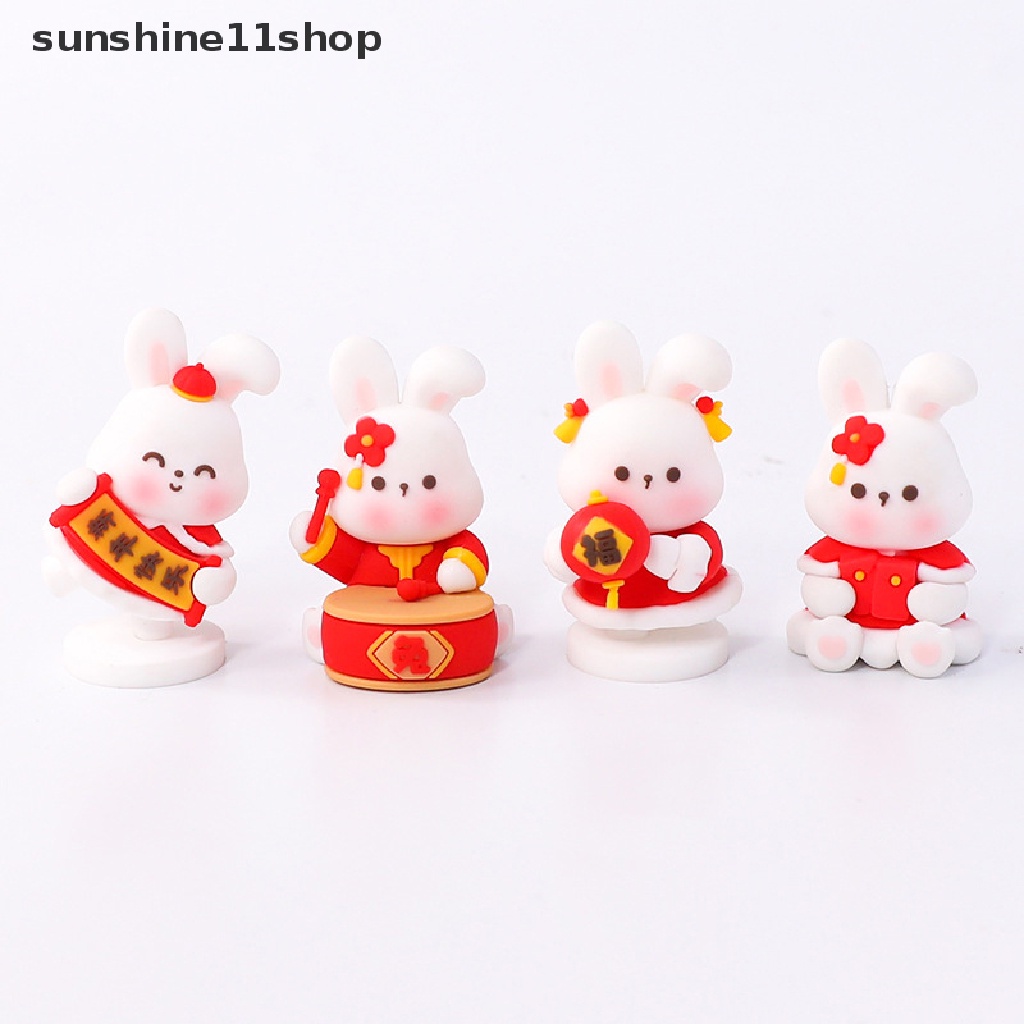 Sho Hiasan Kue Imlek Baking Cake Kelinci Tahun Boneka Ornamen Drum Lentera Topper Kue Tahun Baru Meriah Insert N