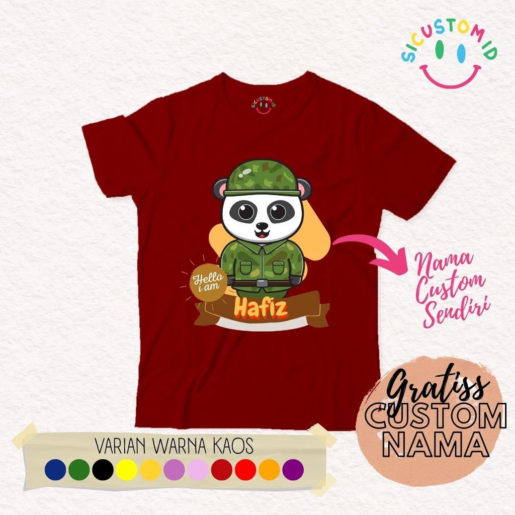 TERLARIS BAJU KAOS ANAK TANGAN PENDEK TENTARA/ARMY GRATIS CUSTOM NAMA / TULISAN KARTUN PROFESI / PEKERJAAN