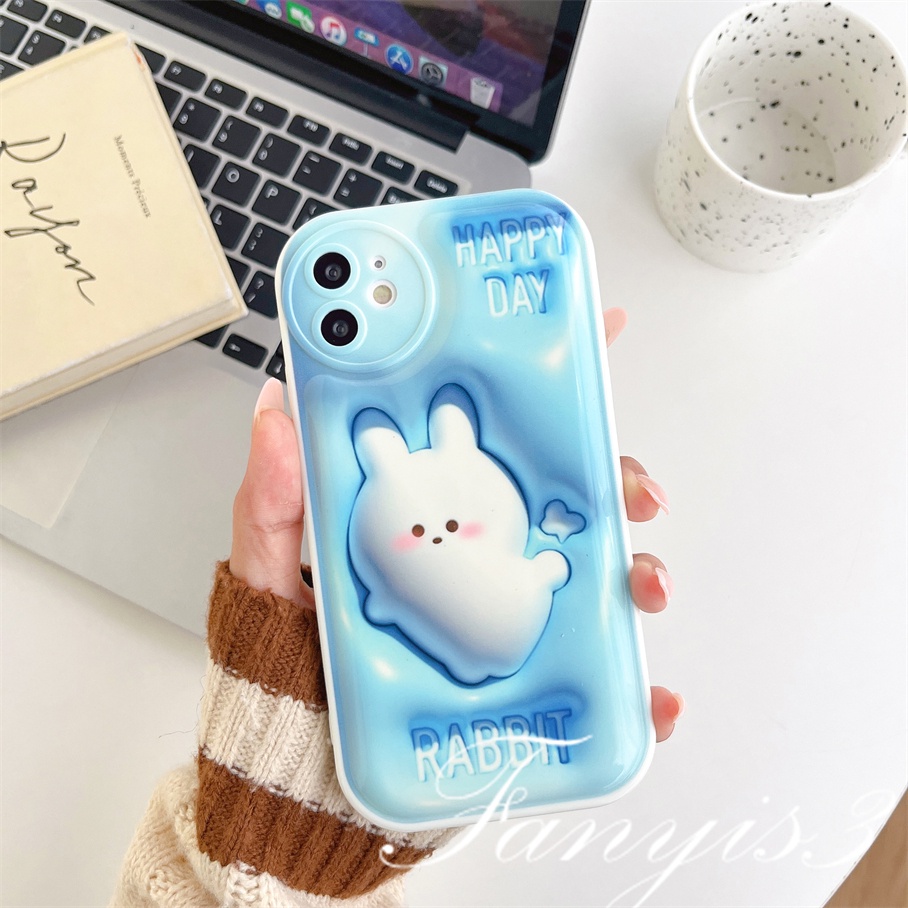 OPPO A78 A17 A17k A77 A77s A57 A76 A96 A16 A16s A16k A15 A15s A54 A74 A55 A95 A94 A93 A53 A33 A32 A5 A9 2020 A3s A5s Reno 7Z 7 6Pro 5 F11 F9Pro Lucky Rabbit 3D Vision Phone Case TPU Soft Sarung