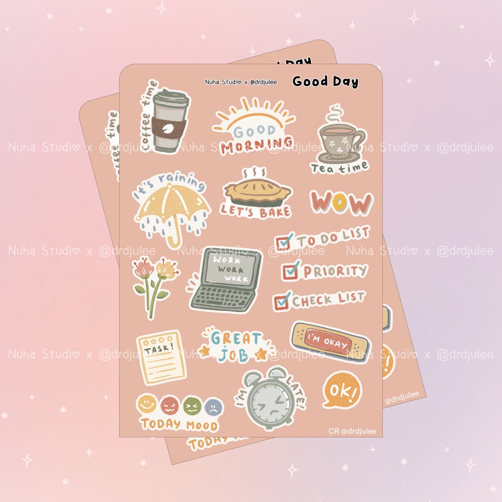 

Sticker by drdjulee | Good Day Coffee Kopi Good Morning Tea Time Teh Bake To Do List Work Laptop Mood Alarm | Aesthetic Sticker Estetik Stiker HP Laptop Botol Cute Waterproof Scrapbook Diary Journal Bujo Anti Air