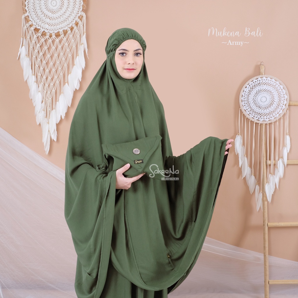 SAKEENA - Mukena Bali Dewasa Jumbo Katun Rayon Polos - Mukena Murah Adem Nyaman