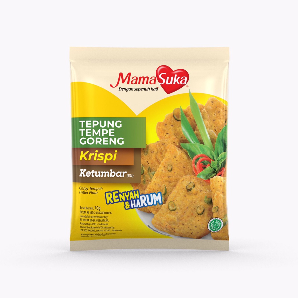 

MamaSuka Tepung Bumbu Tempe Goreng 70gr 1 Pack Isi 20 dan 1 Renceng Isi 10