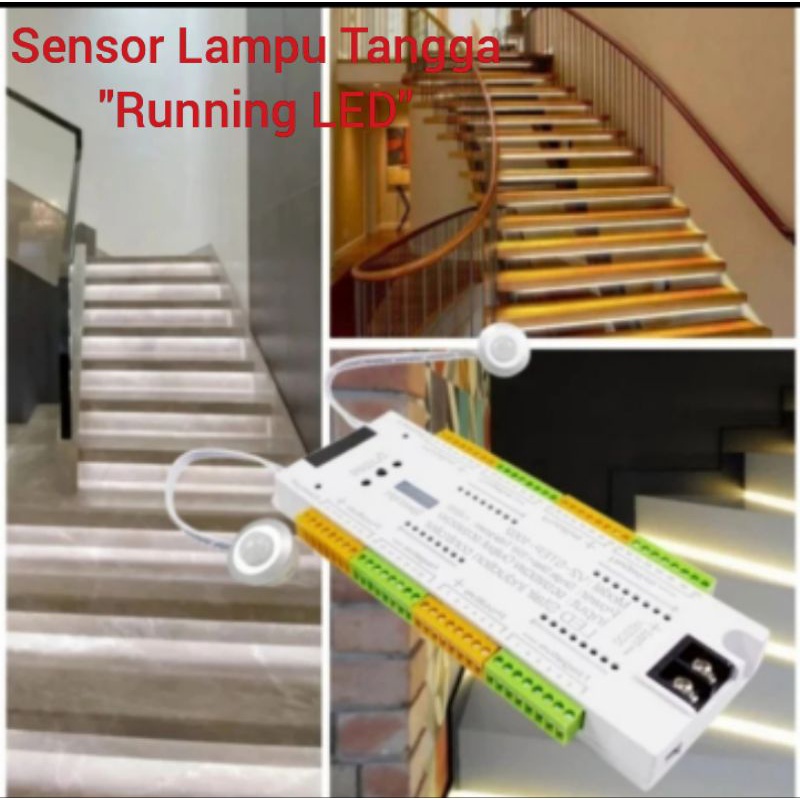 Modul sensor tangga berjalan running LED 32 steps 2 racing track 2in1
