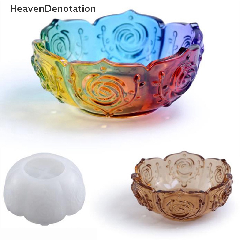 [HeavenDenotation] 1pc Cetakan Mangkuk Penyimpanan Mawar DIY Motif Bunga Storage Bowl Mirror Silicone Mold HDV