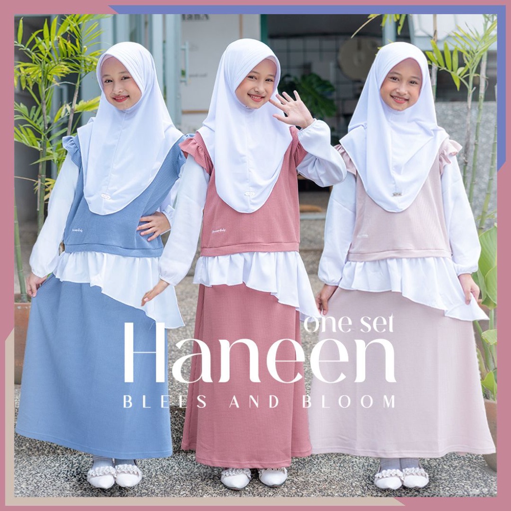 Pakaian Muslim Anak Perempuan Setelan Blouse dan Rok 3 - 12 Tahun Haneen One Set Premium Ammarkids Usia 4 5 6 7 8 9 10 11