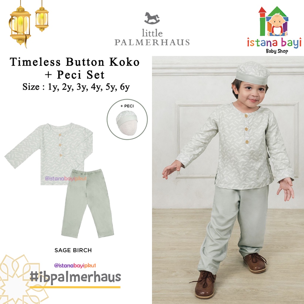 Palmerhaus IED SERIES - Timeless Button Koko Set + Peci by Little Palmerhaus /Koko anak 1-6 Tahun/IED Collection