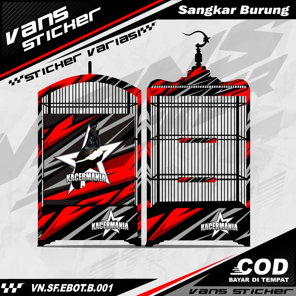 Stiker Decal Sangkar Burung Radja Company, Kotak, Kosan, Persegi, No. 1, 2, 3 Sangkar kacer,pentet