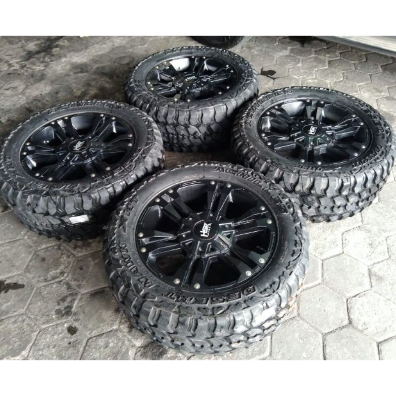 Velg Mobil Bekas Hsr Mongo Ring 20x9 Pcd 6x139,7/ 6x114 + Ban ACH M/T 33x12,5 R20 Buat Pajero Hilux 