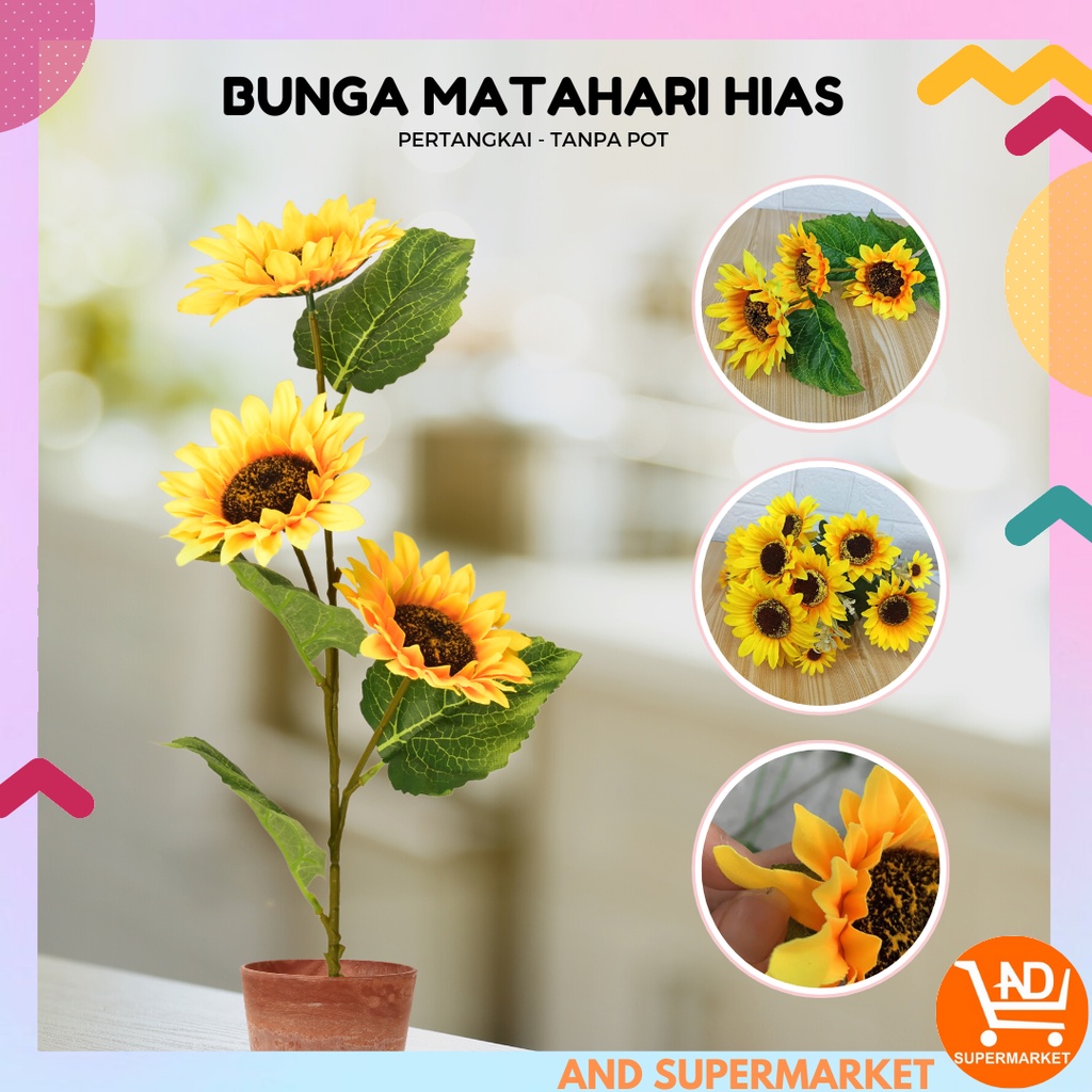 AND / COD / Bunga Matahari Plastik Bunga Hias Tangkai Artificial Flower Hiasan Dekorasi Rumah Bunga Matahari Hias PBP161
