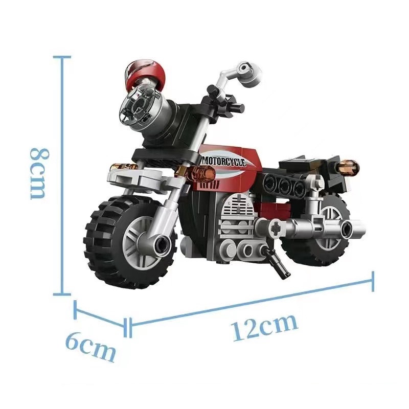 Mainan Edukasi Rakitan Model Transportasi Mini Blok Bangunan Kompatibel Dengan Motor Lego Domba Kecil Harley Asse