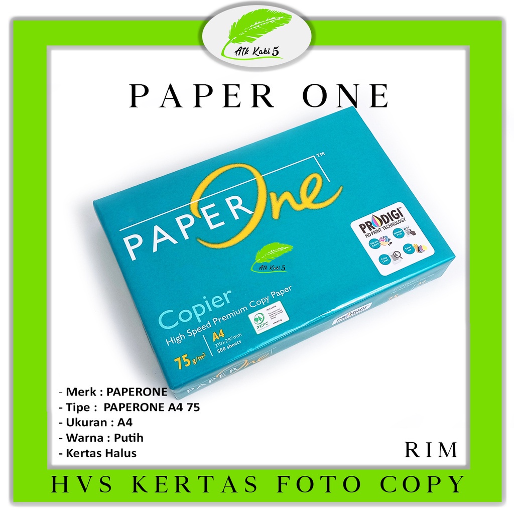 

PAPER ONE Varian Kertas Foto Copy / HVS A4 - RIM