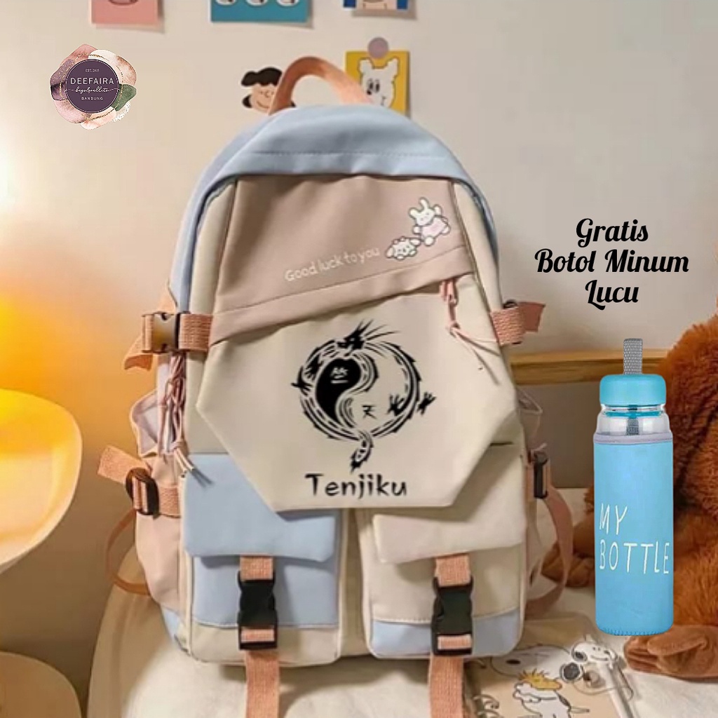 Tas Ransel Anak Laki Laki Dan Wanita Motif Y1DanY4 Gratis Botol Minum Untuk Sd Smp Dan Sma