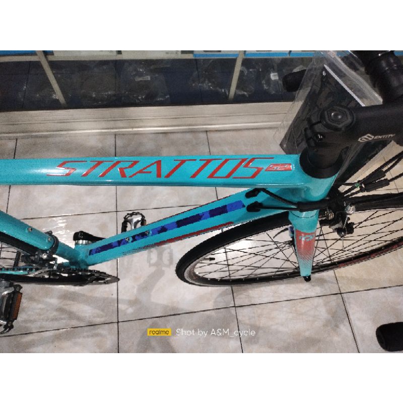 Sepeda Polygon Stratos S2 size M light blue Roadbike 2×8 speed