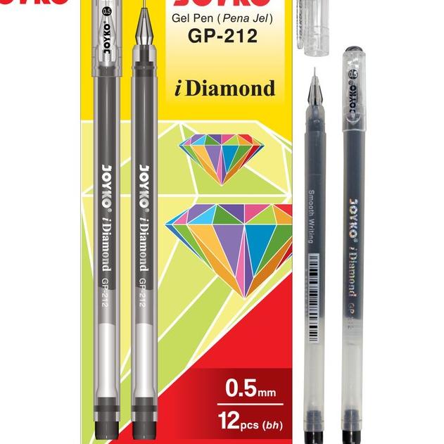 

✨12.12✨ Gel Pen Pulpen Joyko GP-212 iDiamond 0.5 mm HITAM 1 Pack / 12Pcs !!