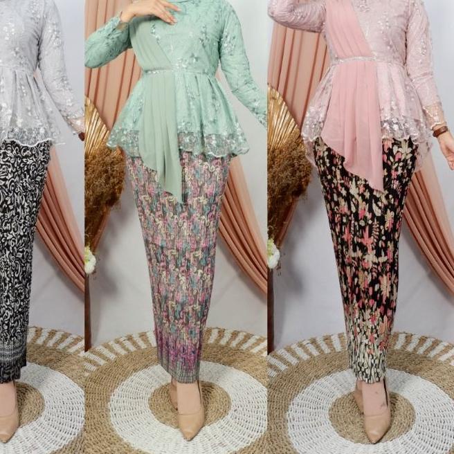✫ COD~SET KEBAYA MODERN AURORA TULLE SELENDANG/KEBAYA BROKAT/KEBAYA PESTA/KEBAYA WISUDA/TUNIK BROKAT