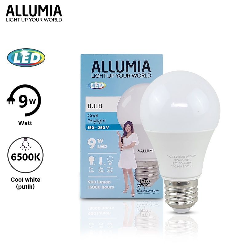 ALLUMIA Bulb Lampu Led 9 Watt 6500K Putih Cool Daylight Lampu Bohlam Rumah A28 Lampu LED Allumia Putih 9watt