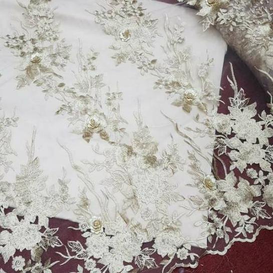 ✥ Kain brokat 3d / tile 3d. kain tulle brukat 3d bunga timbul import. kain tille 3d ✷