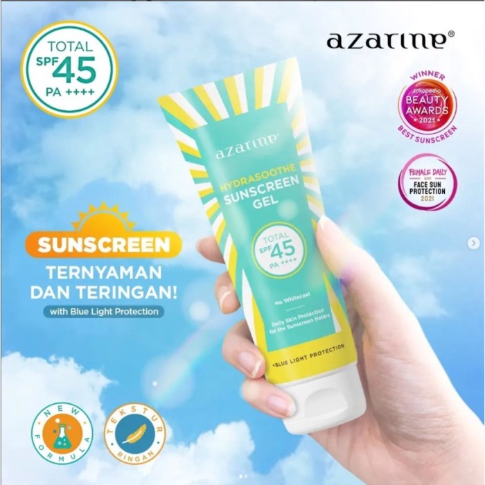 AZARINE HYDRASOOTHE SUNSCREEN GEL SPF 45 PA++++ Sunscreen 50ml（kemasan baru）
