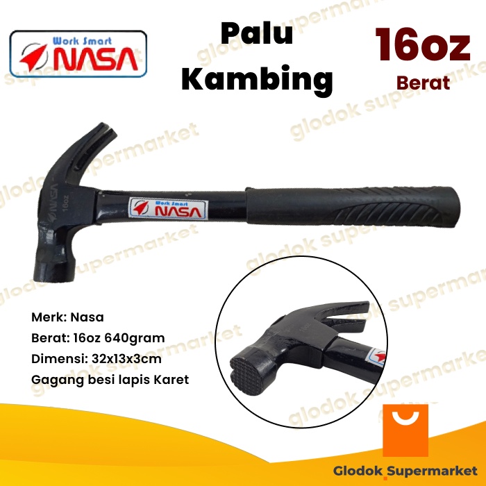 Palu Kambing Nasa 16oz Gagang Besi Lapis Karet