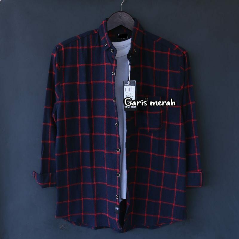 Kemeja Flanel Pria Lengan Panjang Motif Kotak Kotak Kwalitas Premium Flanel Terbaru 2022 pria lengan panjang distro kasual santai casual katun kerja kantor putih merah marun hitam premium pria cowok laki laki wanita cewek perempuan terlaris murah viral-FL F