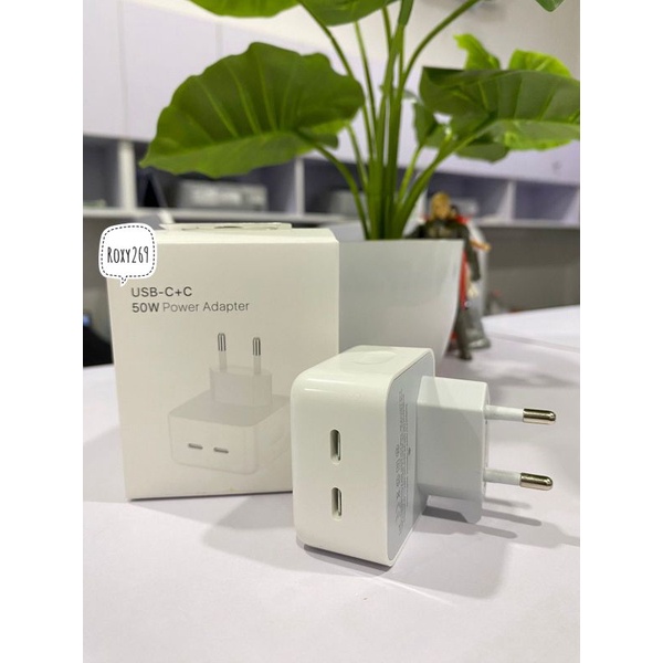 Adaptor Power Adapter Charger Carger Hp 14 Pro Max Dual Port USB Type C + USB Tipe C Dua USB - Batok