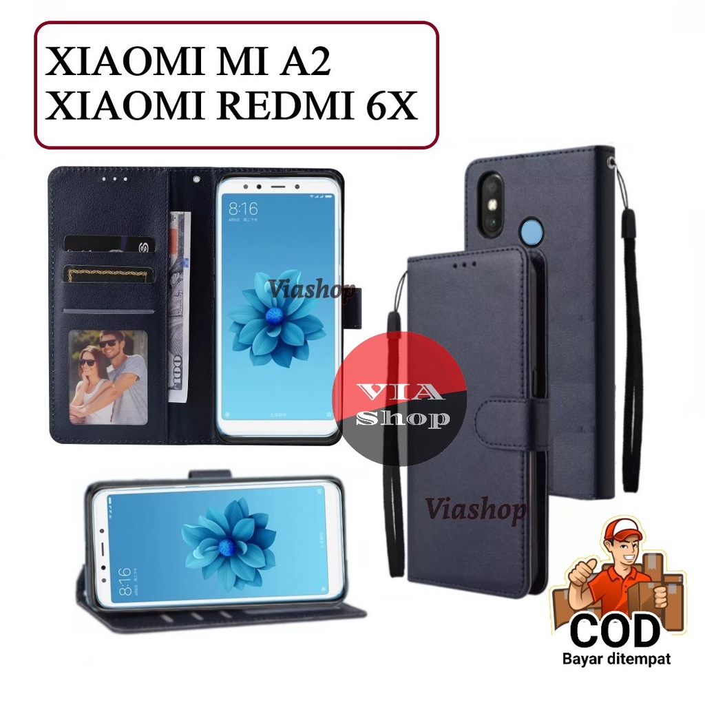 FLIP CASE FOR XIAOMI REDMI 6X / XIAOMI MI A2 CASING DOMPET KULIT SINTETIS -SARUNG BUKU HANDPHONE