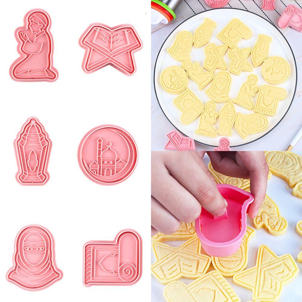 R-FLOWER 6pcs /set Eid Mubarak Food Fondant Pastry Dekorasi Cetakan Kue Cookie Cutter