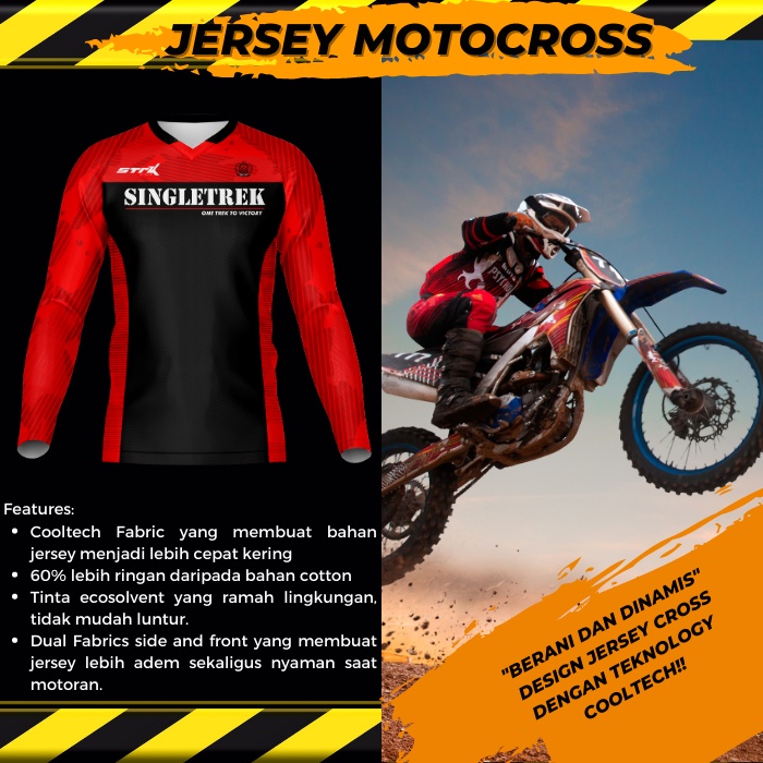 Jersey MotorCross dengan bahan Cooltech Adem Lengan Panjang E2