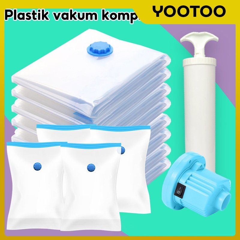 YooToo  plastik kompresi vakum /Vacum Plastic Bag Travel / Vakum Baju Pakaian/alat vakum